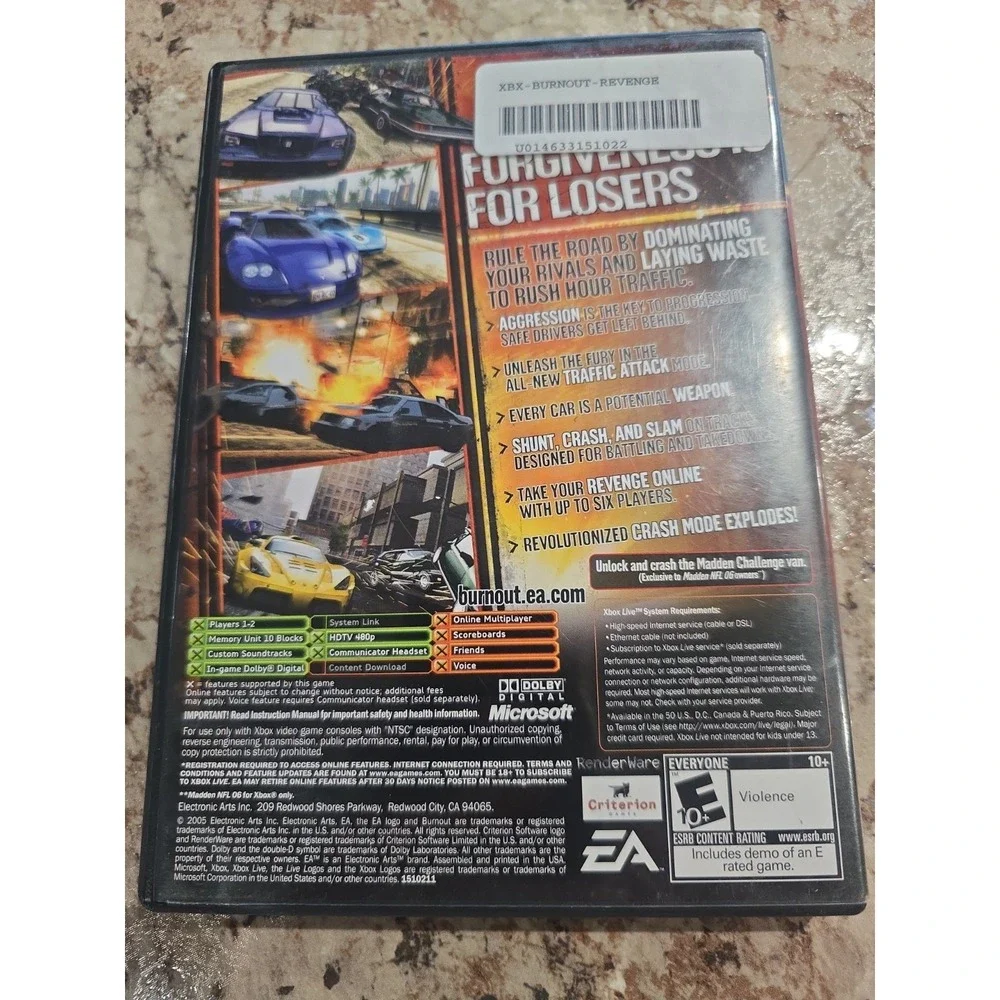 Burnout: Revenge by EA Xbox Racing Manual Multiplayer NTSC-U/C 2005